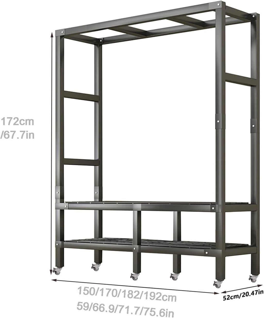Heavy Duty Portable Closet with Cover Foldable Clothes Rack Armoire Wardrobe Closet Garment Racks(150cm/59in)