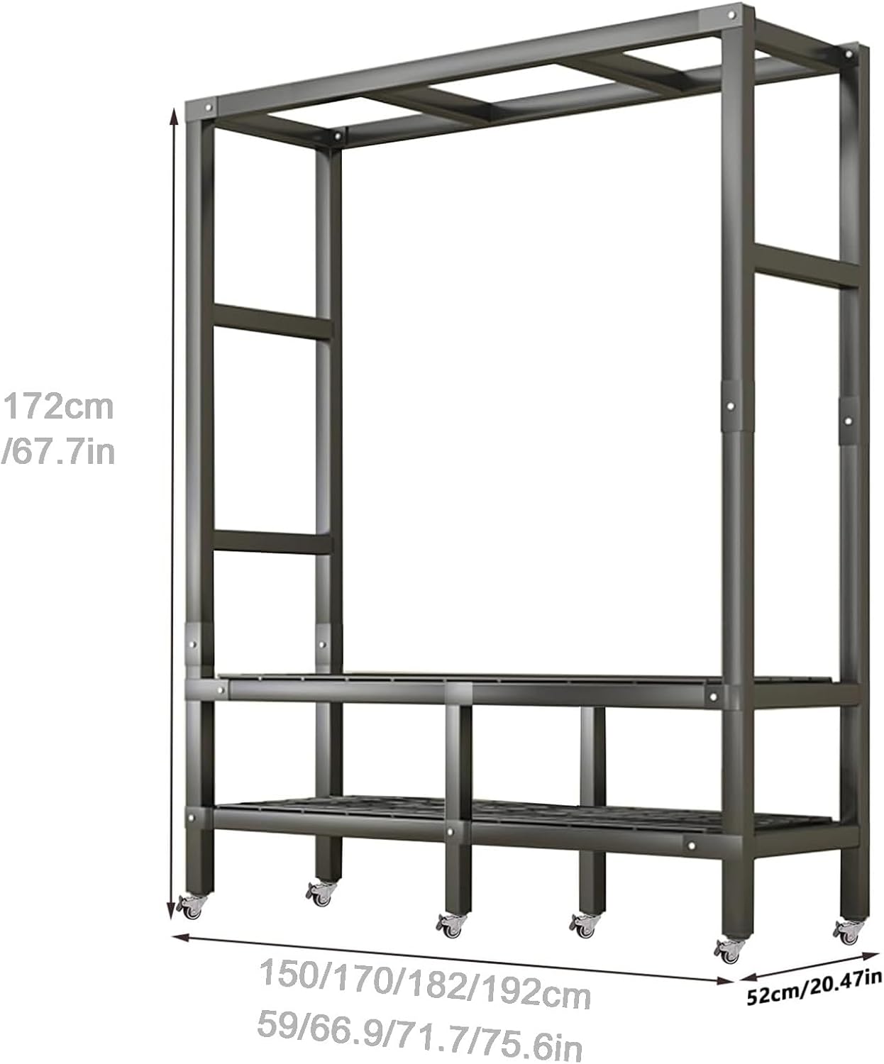 Heavy Duty Portable Closet with Cover Foldable Clothes Rack Armoire Wardrobe Closet Garment Racks(150cm/59in)