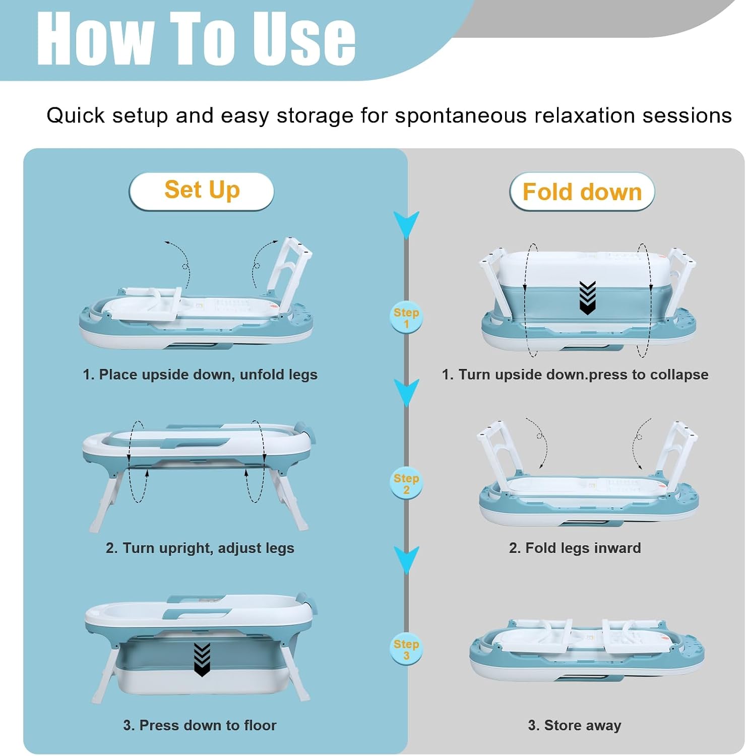 Portable Bathtub Portable Bath Tubs Adult, Large Collapsible Bathtub for Shower, Ice Bath, Soaking Tub, Freestanding Bathtubs with Massage Board, Portable Camping Shower Blue Blue
