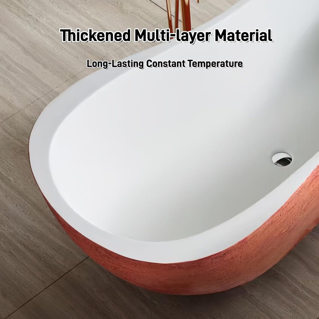 67' Edeyeu Freestanding Bathtub - Solid Surface Soaking Tub, Designer Luxury Deep Free Standing Tub, Sleek & Modern Bathtub for High-End Bathroom and Spa, Blue