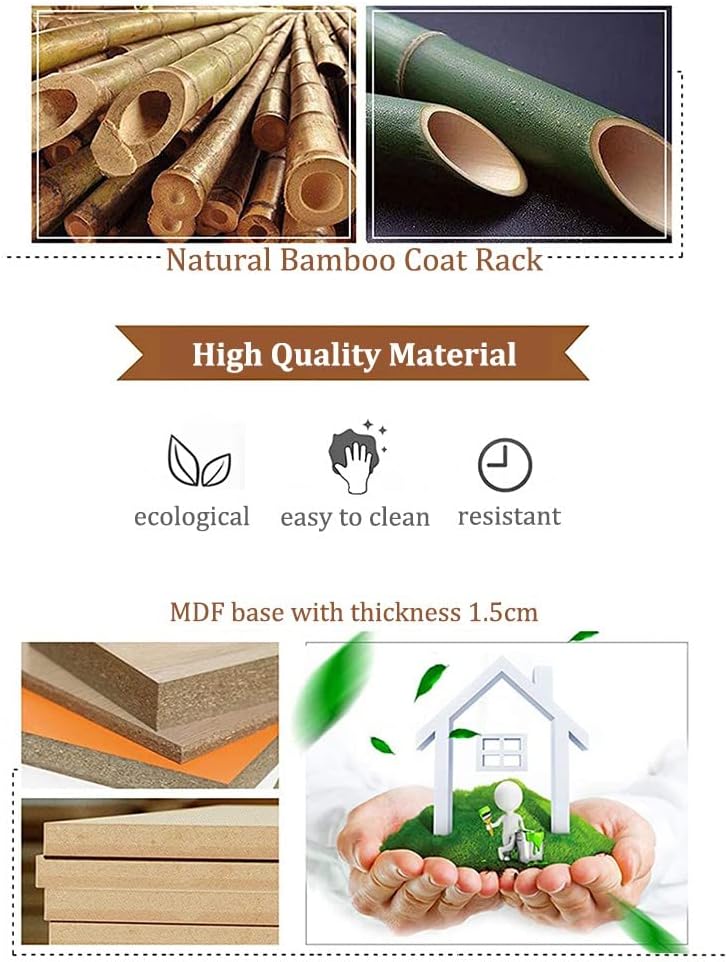 Clothes Rod Rack Garment Hanging Rails, Freestanding Bamboo Coat Stand Rack with Double Clothing Rail and 9 Storage Shelf, with Cover, Clothes Cabinet Wardrobe Organiser 150X4