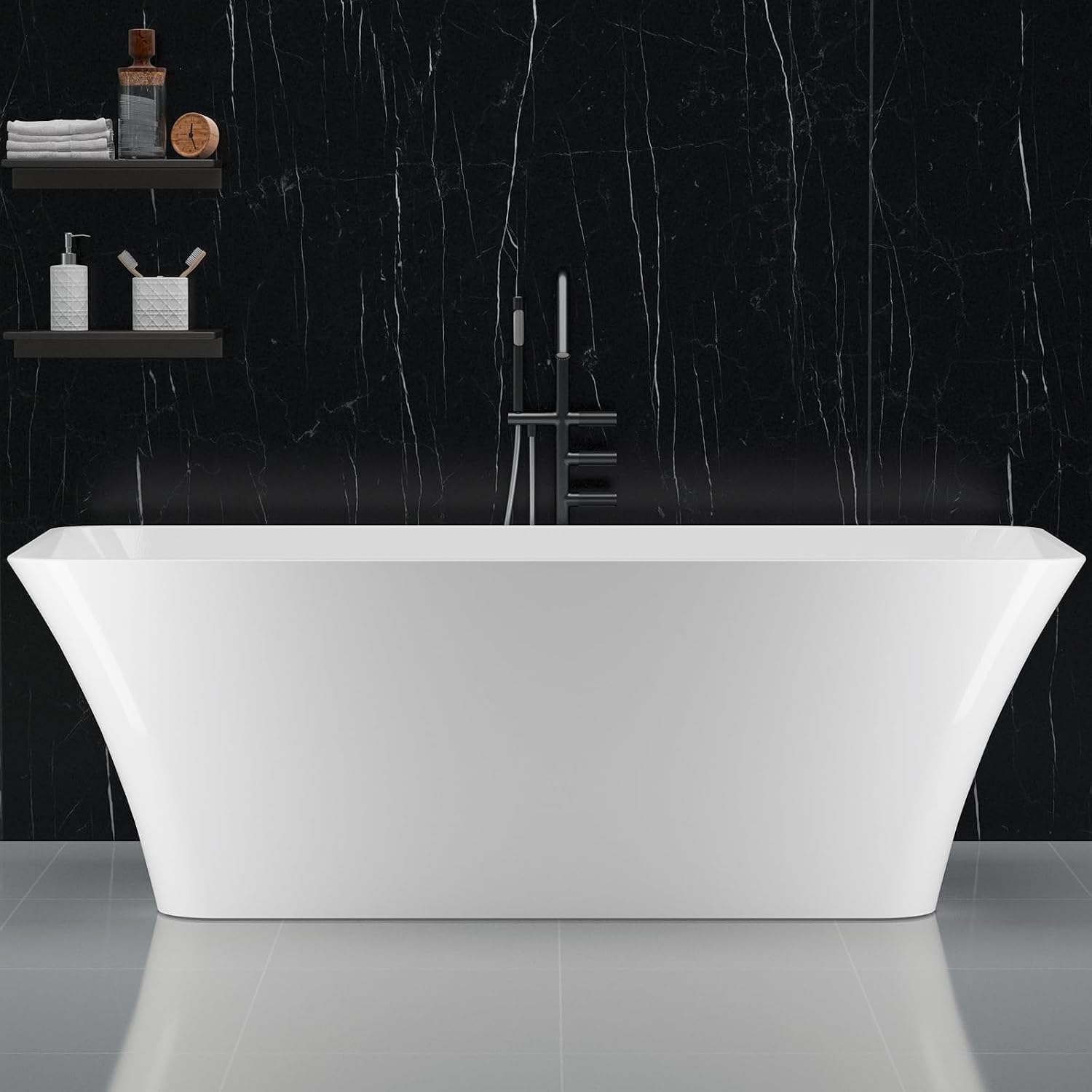 67' Acrylic Freestanding Bathtub, Free Standing Soaking Tub, Free Standing Tub with Overflow and Matte Silver Drain, Modern Bathtub for Bathroom, Easy to Install, CUPC Certified, White, Liberty