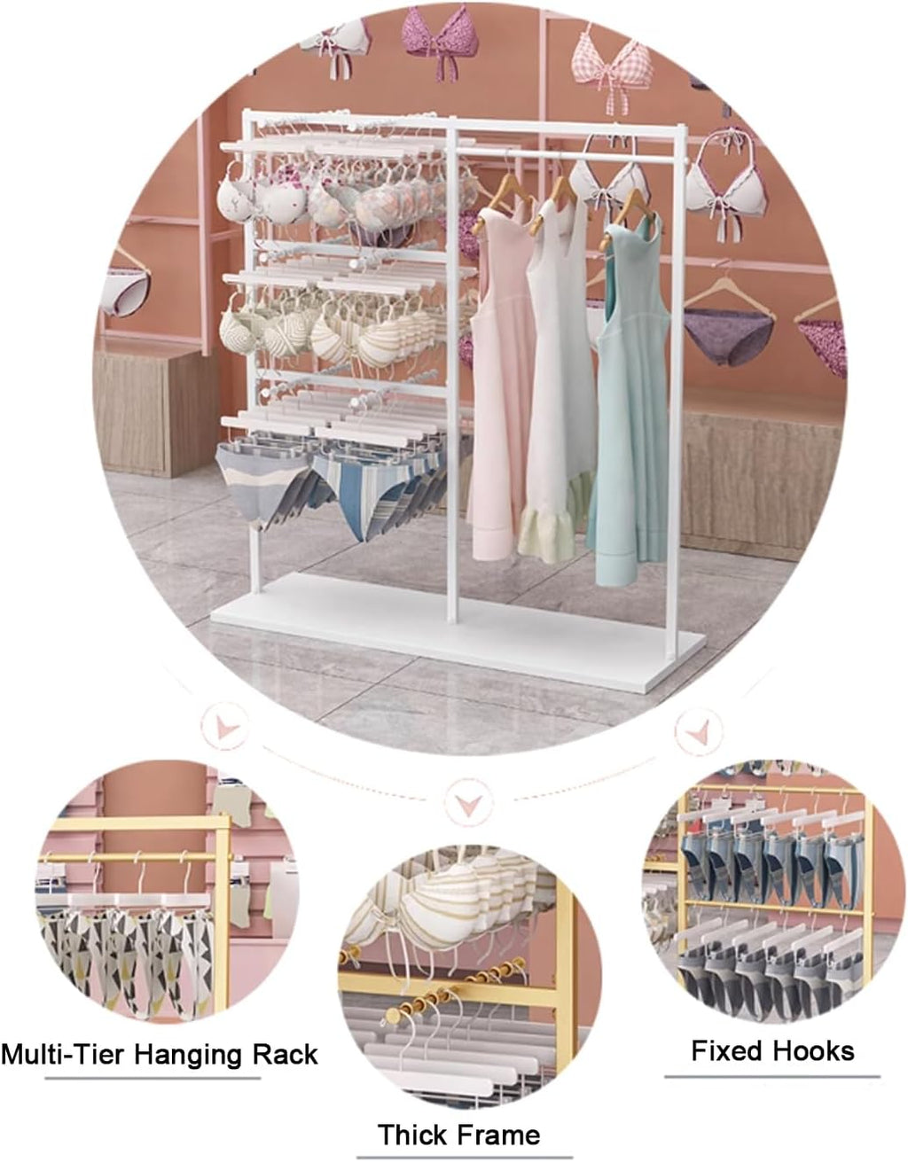 Freestanding Clothing Store Scarf Storage Organizer Rack, Underwear Rack,Retail Store Panty Shorts Bra Hijab Silk Shawl Display Stand for Boutique Mall