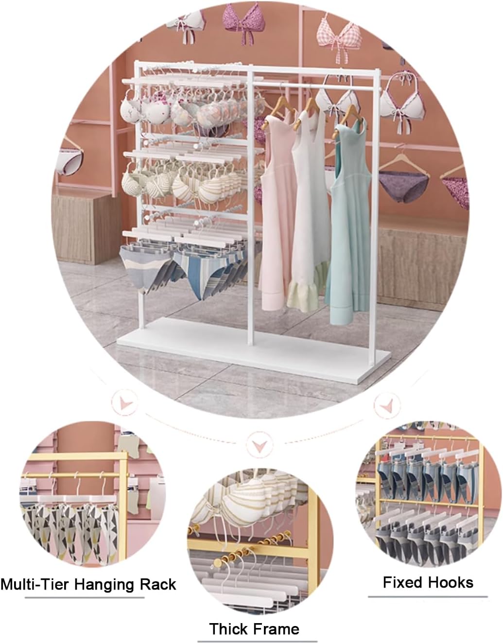 Freestanding Clothing Store Scarf Storage Organizer Rack, Underwear Rack,Retail Store Panty Shorts Bra Hijab Silk Shawl Display Stand for Boutique Mall