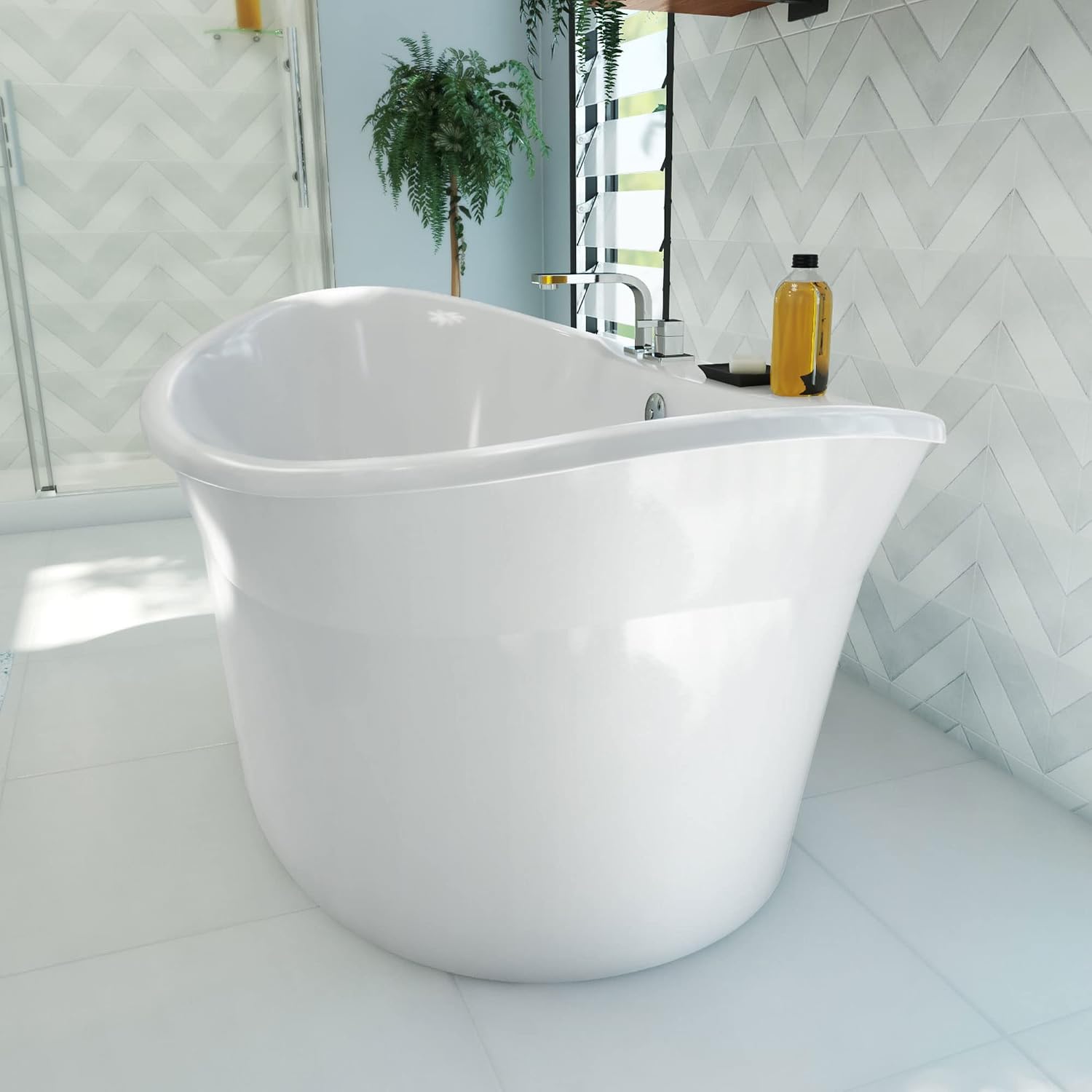 DreamLine Montego 66 inch L x 27 inch H White Acrylic Freestanding Bathtub