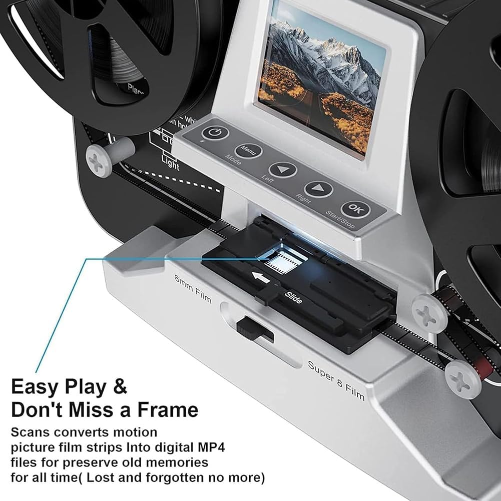 Digital Film & Slide Scanner, 8Mm and Super 8 Film Digitizer Converter, Digital Negatives Film and Digitizer, Scanner Converts Film Frame