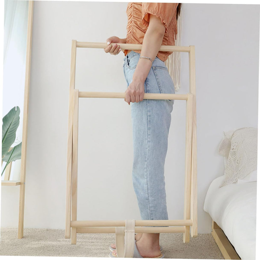 TOYANDONA Solid Wood Coat Stand Garment Rack Clothes Storage Rack for Bedroom Entryway, Practical Freestanding Coat Hanger Stand with Hooks, Modern Wooden Clothes Organizer