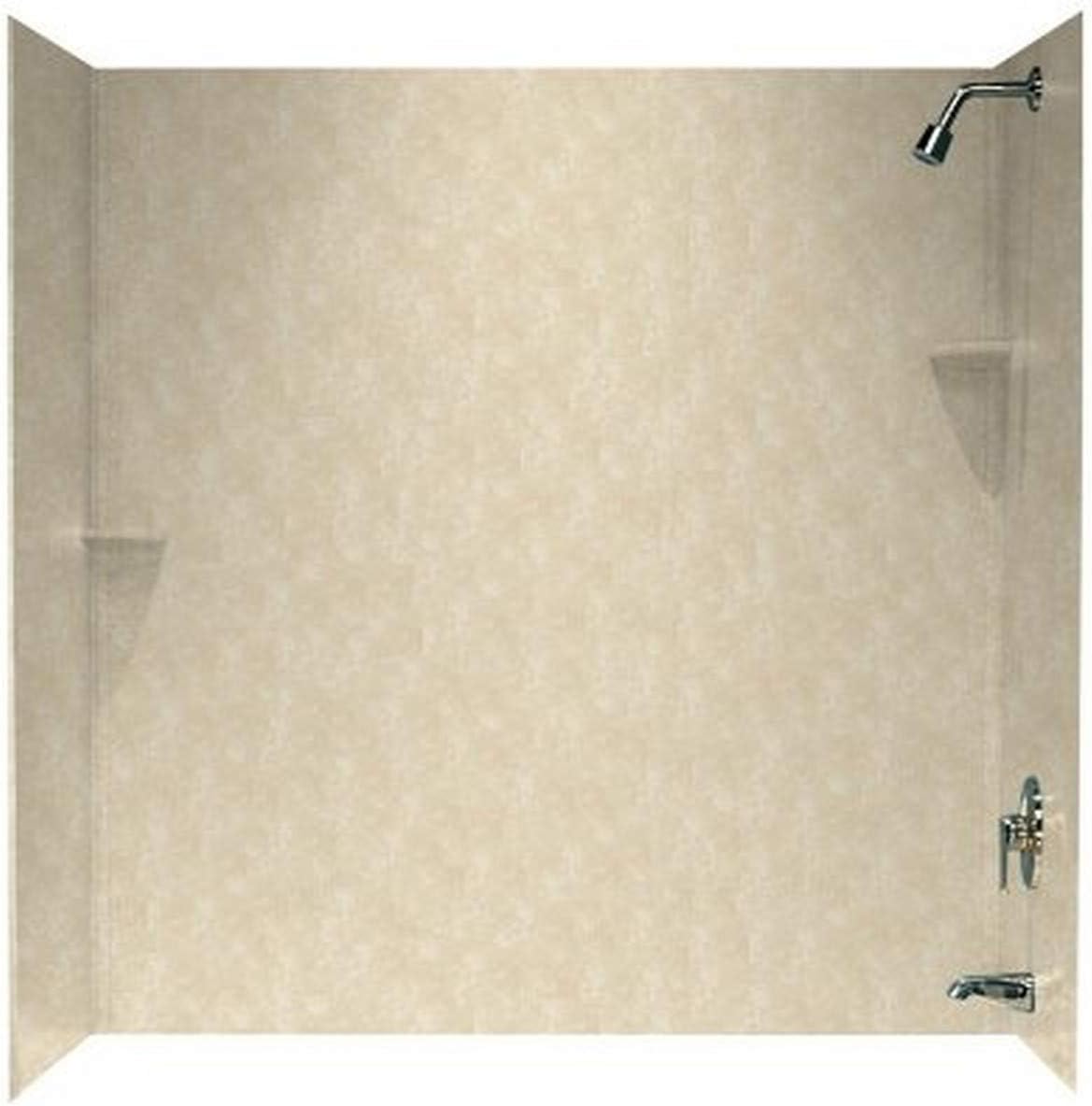 Swan SS00603.126 30-in L x 60-in W x 60-in H Solid Surface Bathtub Wall Kit, Cloud Bone
