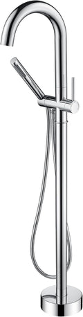 sumerain Freestanding Tub Filler Faucet, Modern Bathroom Floor Mounted Bathtub Faucet with Handheld Shower High Flow, Chrome