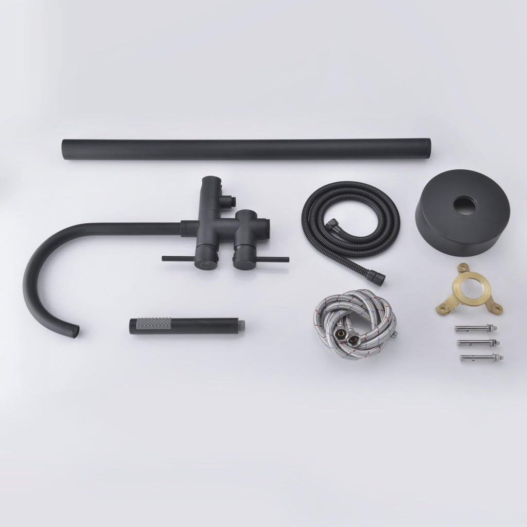 Freestanding Tub Filler Bathtub Faucet Black Floor Mount Brass Bathroom Faucets with Hand Shower