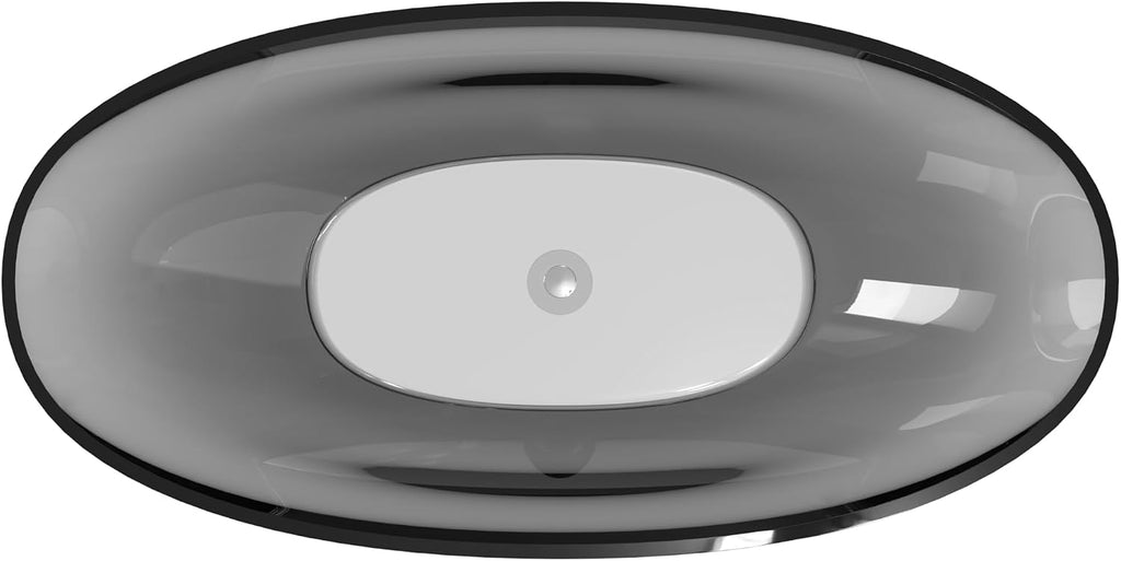 Stone Resin Freestanding Bathtub 71', Elegant Oval Shape Soaking Tub, Solid Surface Stand Alone Bathtub with Drain & Integrated Slotted Overflow Transparent Grey AMFS303-1800 Grey