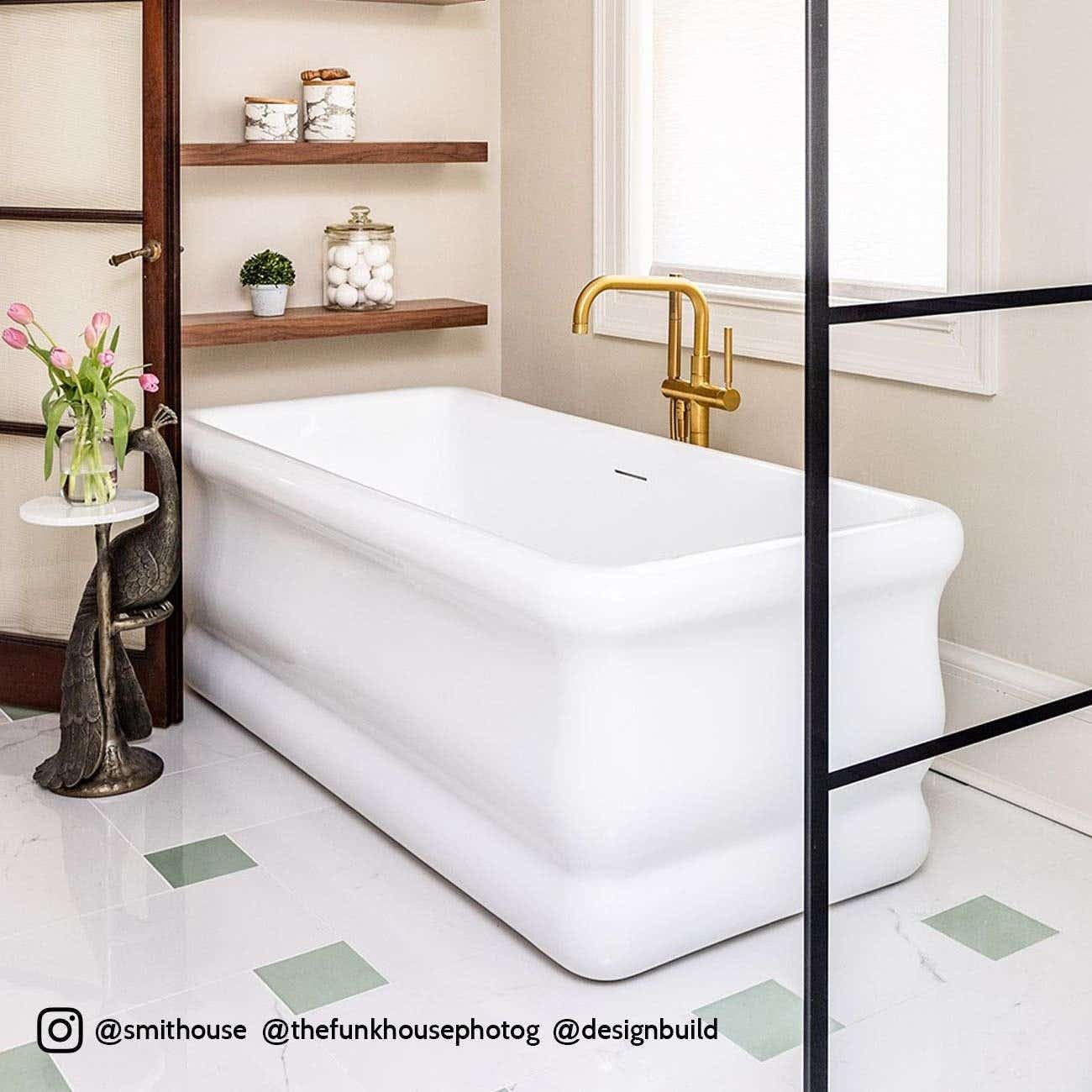 Vintage Tub & Bath Brighton 59 Inch Acrylic Double Ended Freestanding Tub - No Faucet Drillings