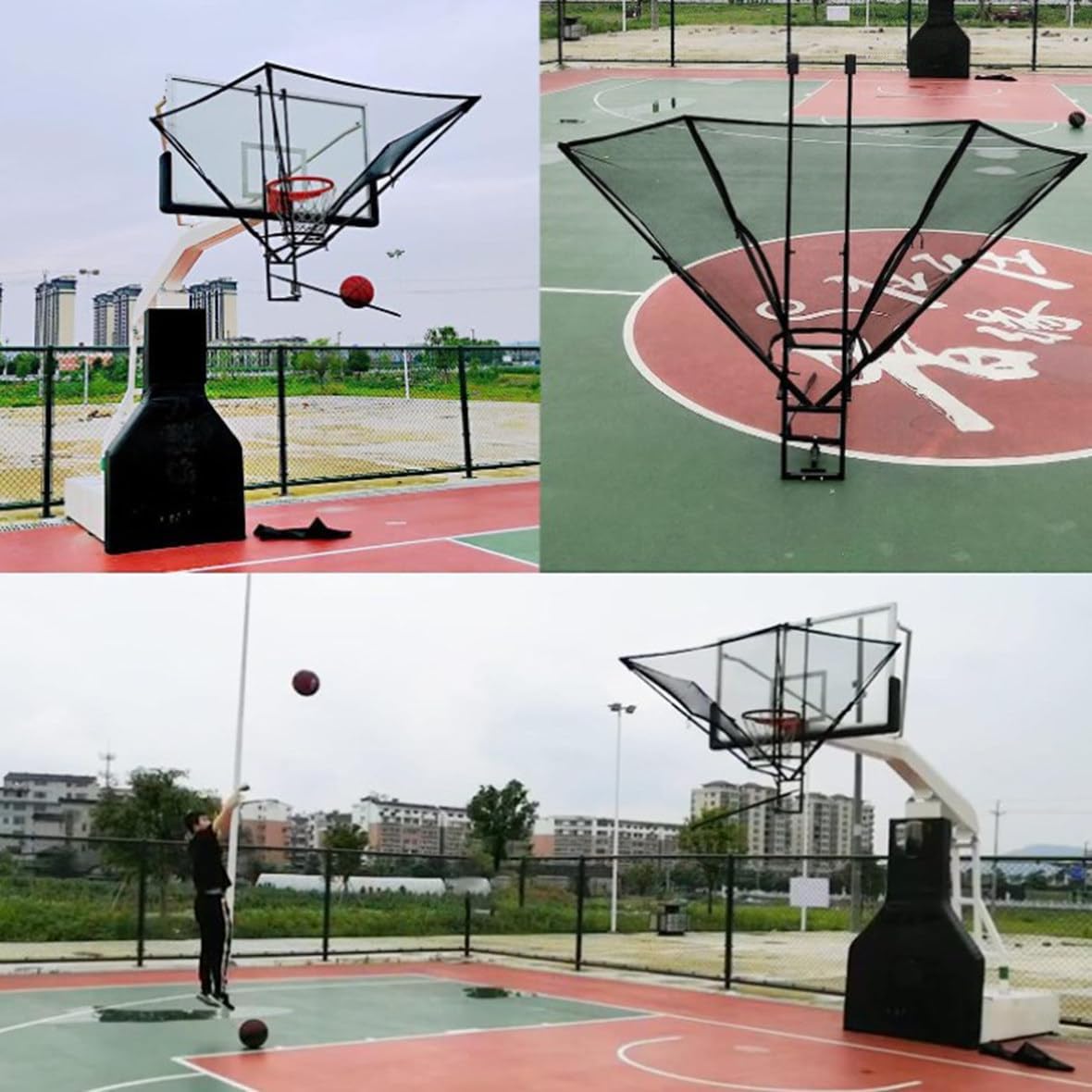 Basketball Shot Returner Hanging Basketball Return Attachment for Hoop, Metal Basketball Shot Returner Net Systems, Basketball Rebounder Attachment