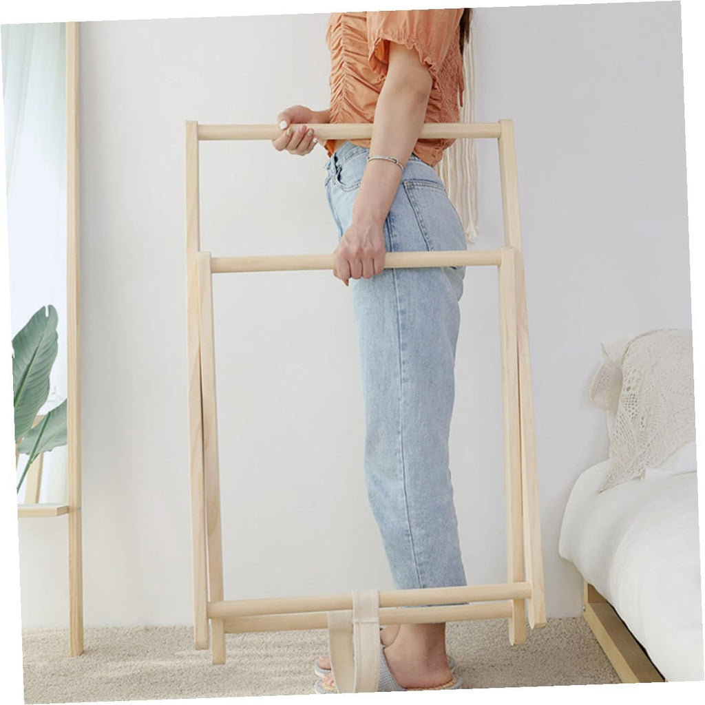 SHINEOFI Wood Coat Stand Clothes Storage Rack Freestanding Solid Wood Garment Rack for Bedroom Entryway with Multi-hook Design