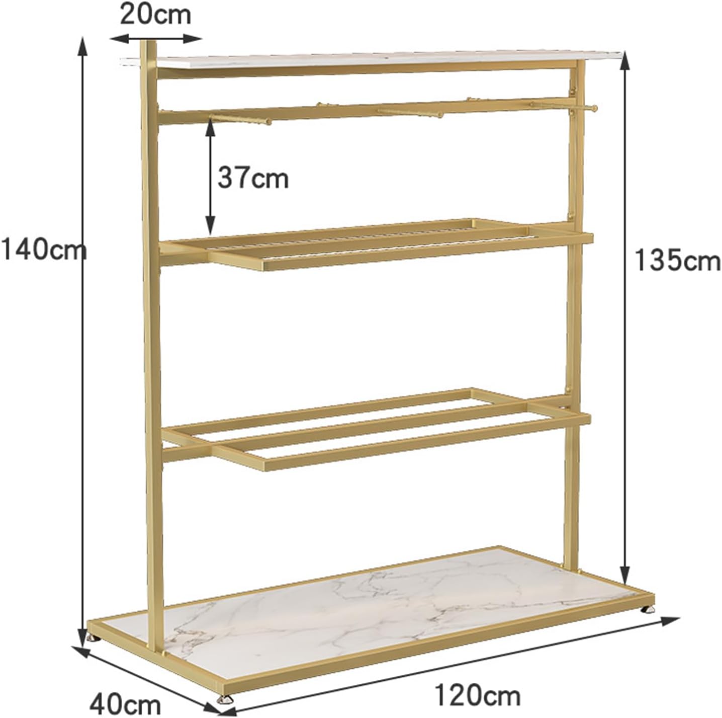 Metal Underwear Panty Bra Shorts Display Rack for Clothing Store Retail Garment Hanger Stand(Gold 120x40x135cm)