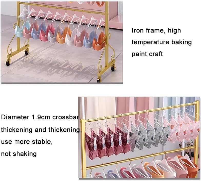 Zfmnoyev Underwear Panty Rack Shorts Display Bra Stand, 3 Tiers Metal Swimsuit Clothes Organizer Shelves, Freestanding Garment Rack with Wheels, for Bedroom/Boutique(White,80x40x130cm)