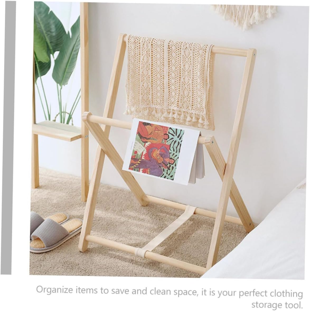 ERINGOGO Wooden Clothes Rack Coat Stand with Practical Storage Shelf, Freestanding Garment Rack for Bedroom Entryway, Sturdy Solid Wood Clothes Hanging Organizer