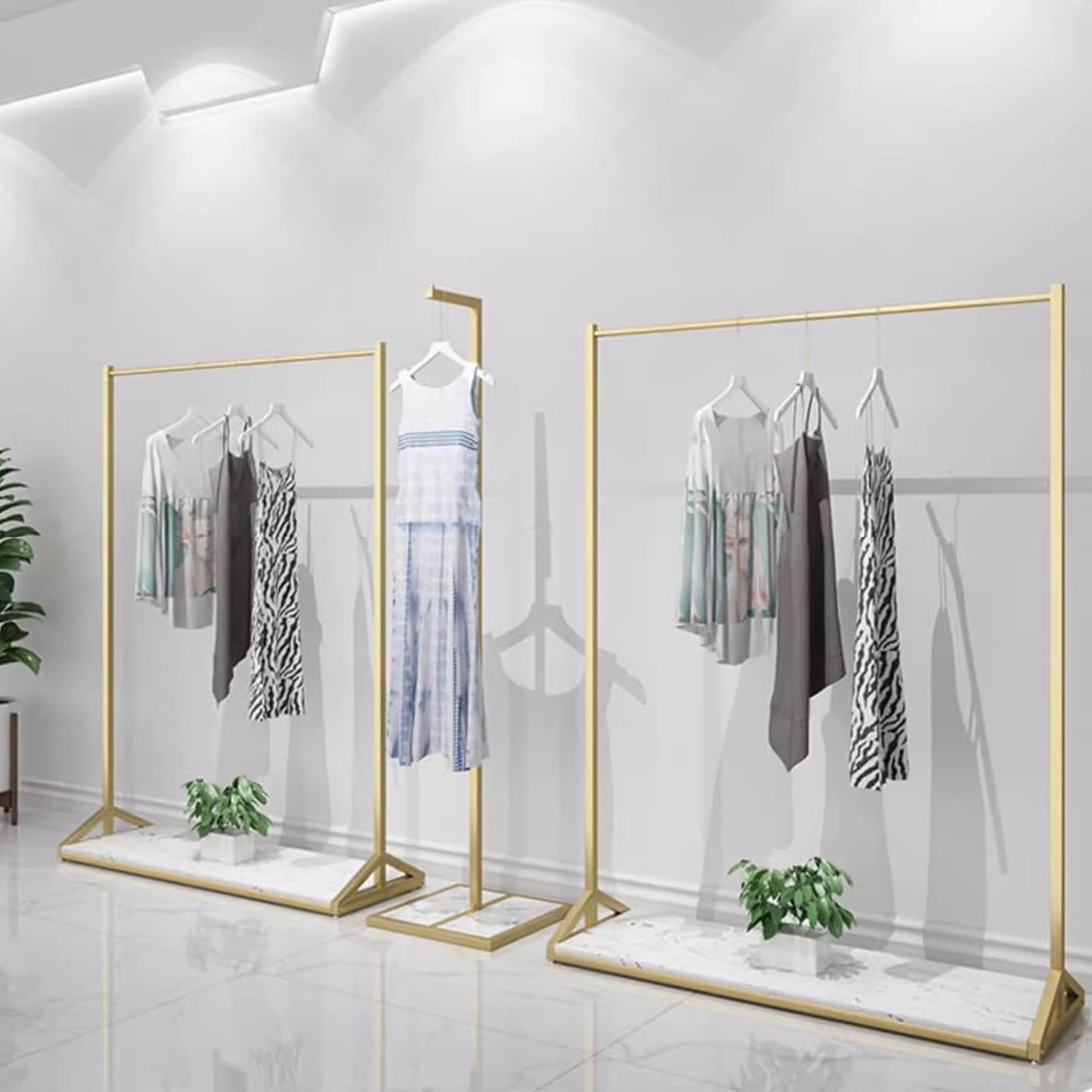 Gold Metal Clothing Rack for Hanging Clothes,Garment Rack Heavy Duty Clothes Rack Load 260 LBS, Freestanding Closet Organizer for Bedroom and Living Room, Large Capacity Coat Rack(120X40X160CM)