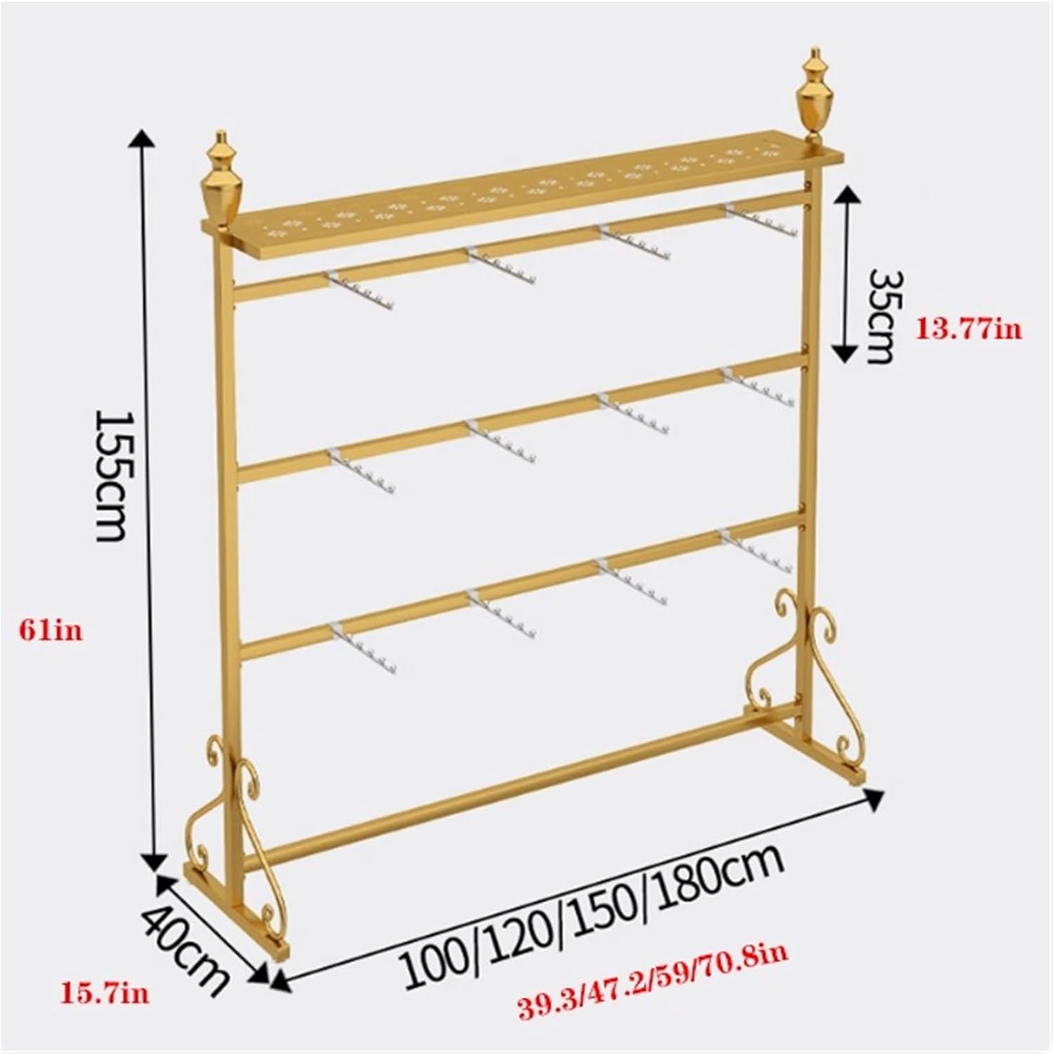 3 Tier Freestanding Lingerie Garment Rack, Metals, Underwear Display Stand, Commercial Shelves Clothes Rod, for Lingerie Socks Bra Panties Scarves,(Black,100 * 40 * 155cm)