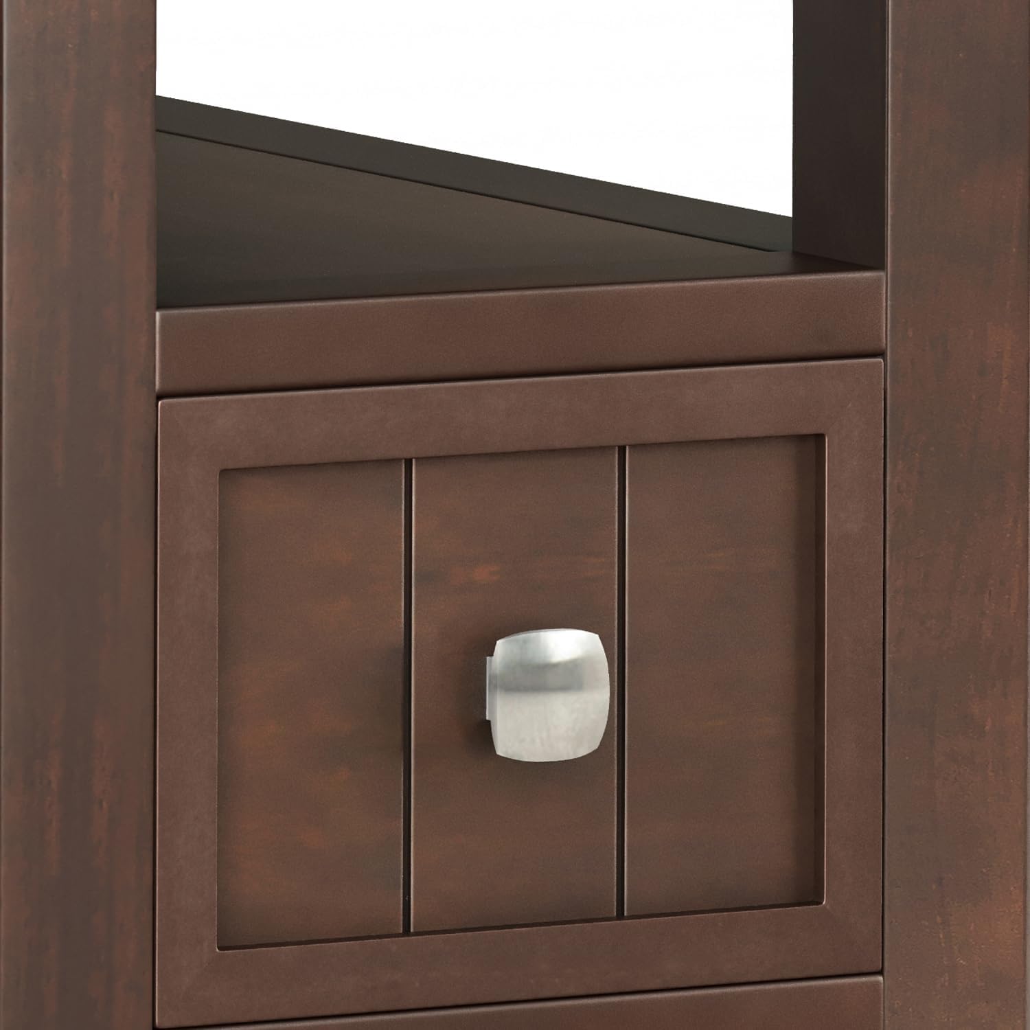 SIMPLIHOME Acadian Narrow Side Table - 14 inch Wide Solid Wood Rectangular End Table with Drawer and Open Shelf in Brunette Brown, Transitional Nightstand or Lamp Stand for Living Room or Bedroom