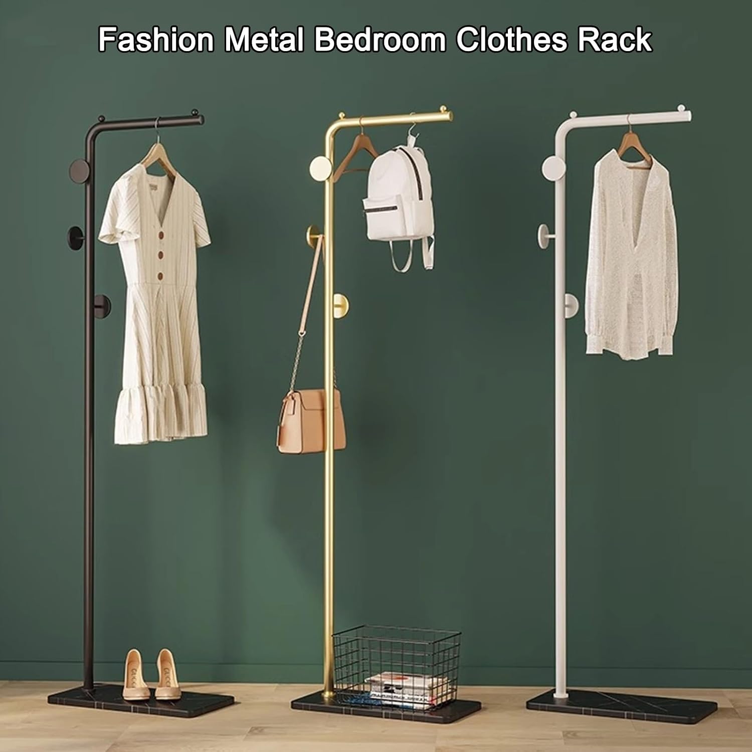 Metal Garment Rack, 66.9inch Clothes Rack For Bedroom Freestanding Wardrobe Rack Clothing Racks For Hanging Clothes For Laundry Living Room Entrances Cloakroom(Round payment,White)