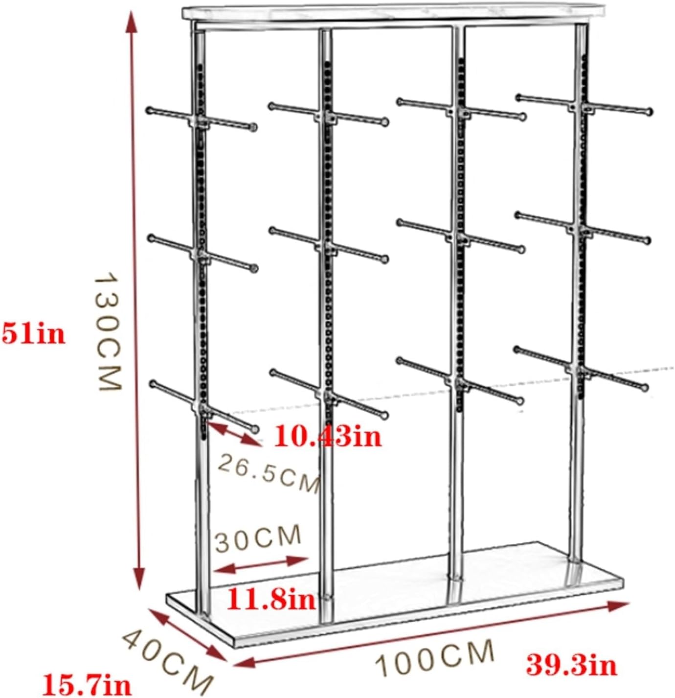 3 Layer Underwear Display Stands, Metals, Clothing Store Boutiques Retail Lingerie Garment Rack, Commercial Shelves Clothes Rod, for Socks Bra Panties Scarves(Gold,100 * 40 * 130cm)