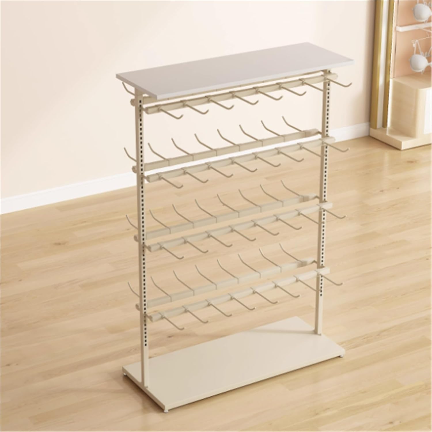 Lingerie Garment Rack, Underwear Display Stand, Metals, Retail Sock Show shelves, Supermarkets Commercial Clothing Store Shelf, for Bras, Shorts, Hats, 4 Tier(B,100 * 40 * 135cm)