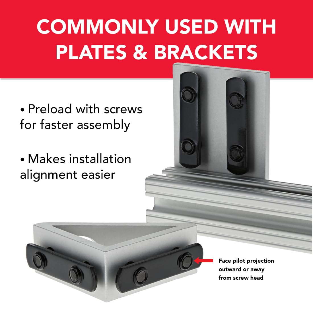8020, 3279, 15 Series 5/16-18 Double Threaded Slide in Economy T-Nut Steel T-Slot Accessories for 80/20 Aluminum Extrusion Hardware Nuts (100)