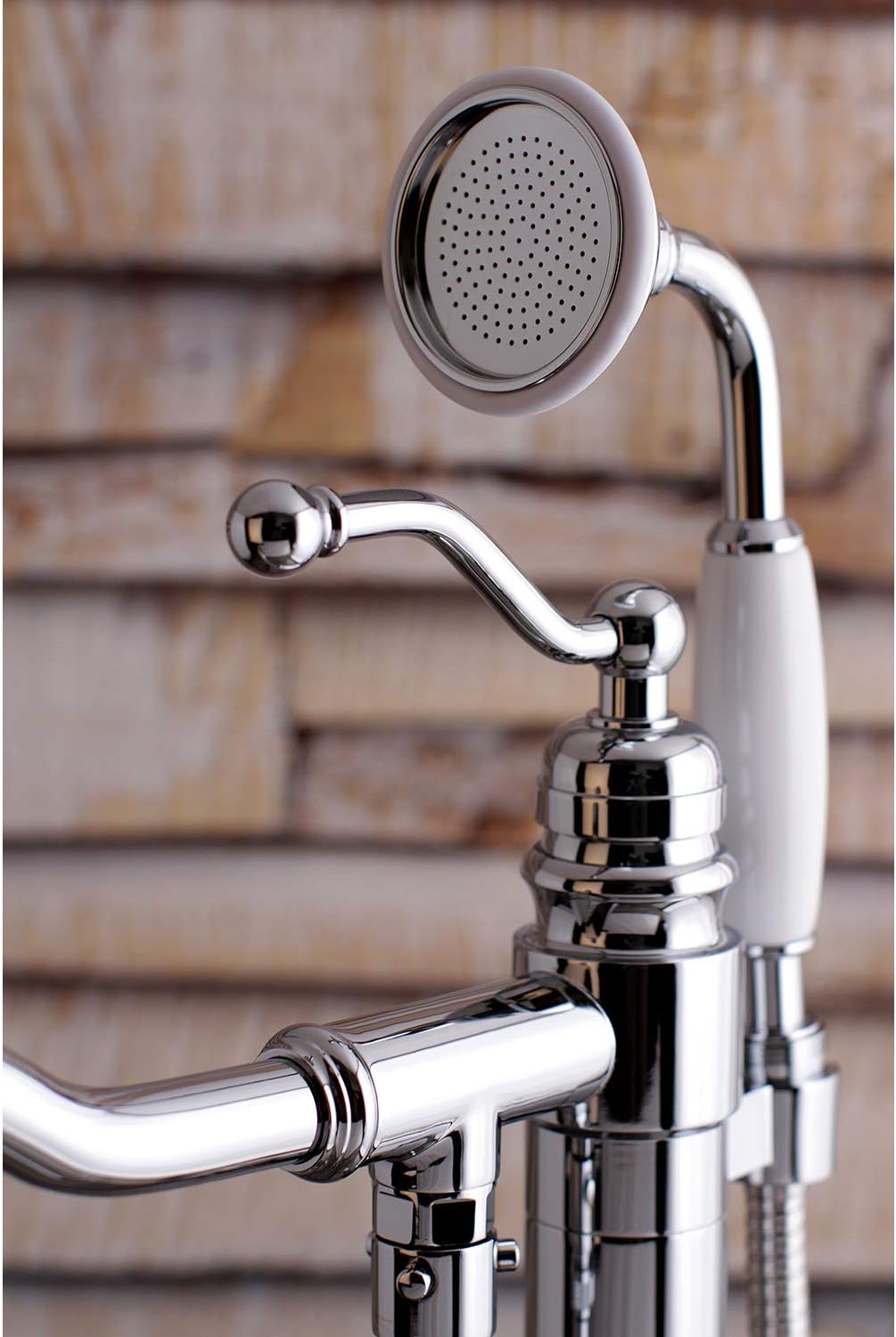 Kingston Brass KS7131ABL English Country Freestanding Tub Faucet with Hand Shower, Polished Chrome