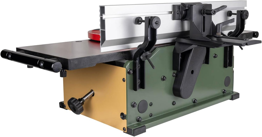 Cutech 401100HI 10-Inch Spiral Cutterhead Benchtop Jointer with Cast Iron Tables, 20 TC Inserts, Extra Long 24' Aluminum Fence, Additional 7-3/8' Fence Brackets, and a 12-amp Motor