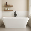 67' Acrylic Freestanding Bathtub, Free Standing Soaking Tub, Free Standing Tub with Overflow and Matte Silver Drain, Modern Bathtub for Bathroom, Easy to Install, CUPC Certified, White, Liberty