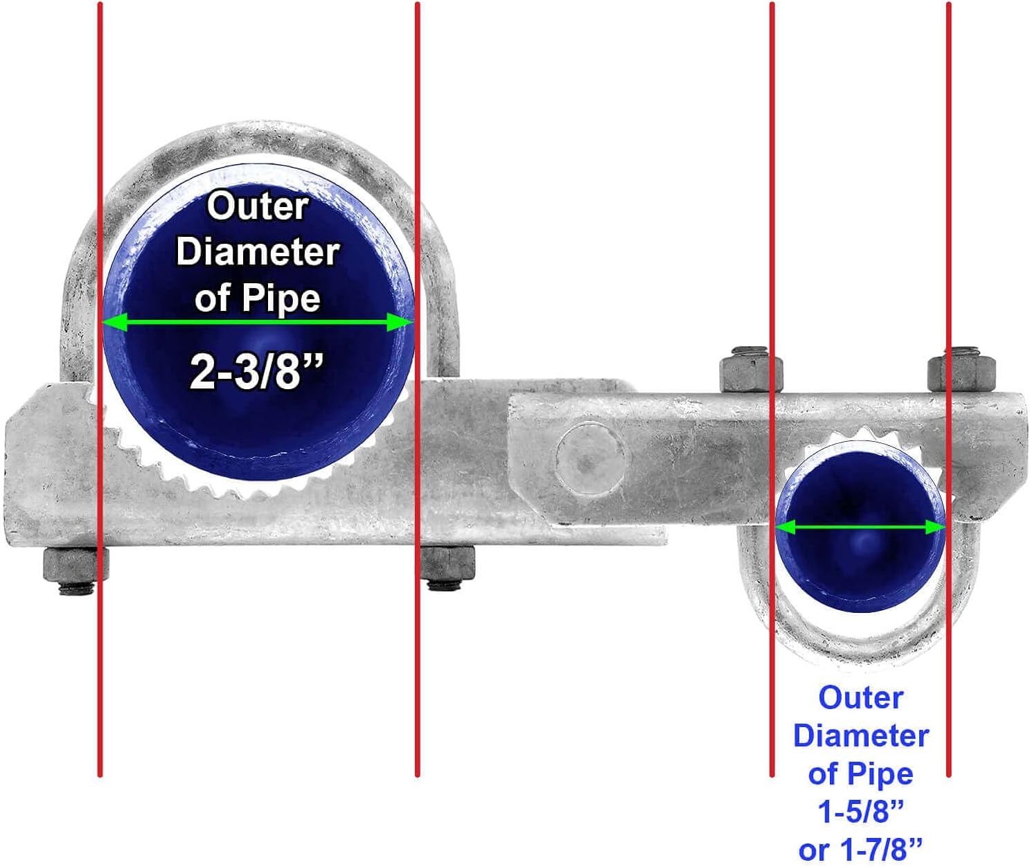 Chain Link Fence 180 Degree Commercial Duty Gate Hinge-for 2-3/8' Outside Diameter Gate Post/Pipe & 1-5/8 Thru 1-7/8' Gate Frame. - CASE Qty 10