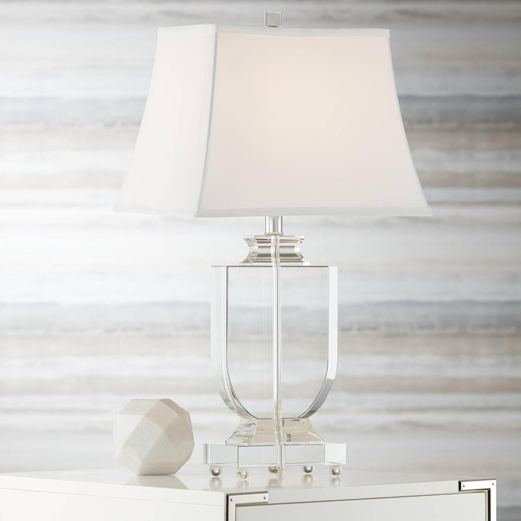 Vienna Full Spectrum Tilde 26 1/4' Tall Urn Modern Table Lamps Set of 2 Clear Crystal White Shade Living Room Bedroom Bedside Nightstand House Office Home Reading Kitchen Entryway Console Family