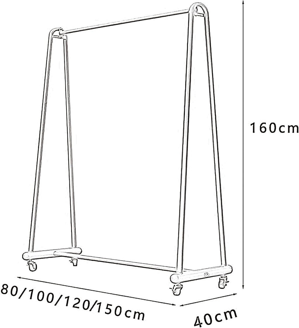 Heavy duty Garment rack Rolling Clothing Rack With Wheels Commercial Heavy Duty Clothes Rail For Hanging Clothes Single Rod Coat Rack For Bedroom And Boutiques Portable Clothes Organ (Black 100X40X16