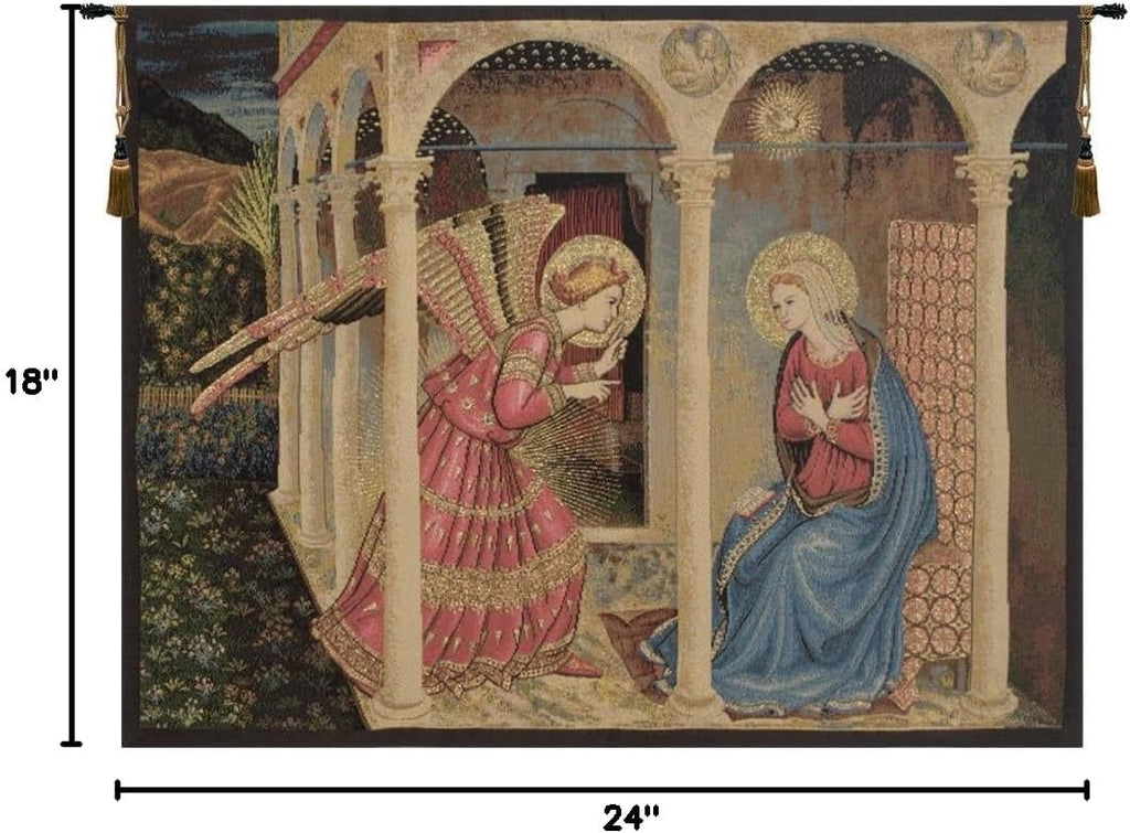 Charlotte Home Furnishings Inc. Annuniciation Italian Tapestry Wall Hanging 18 X 24 Inch Viscose Cotton And Polyester Blend Wall Art Perfect For Home Decor And Wall Decor By Beato Angelico