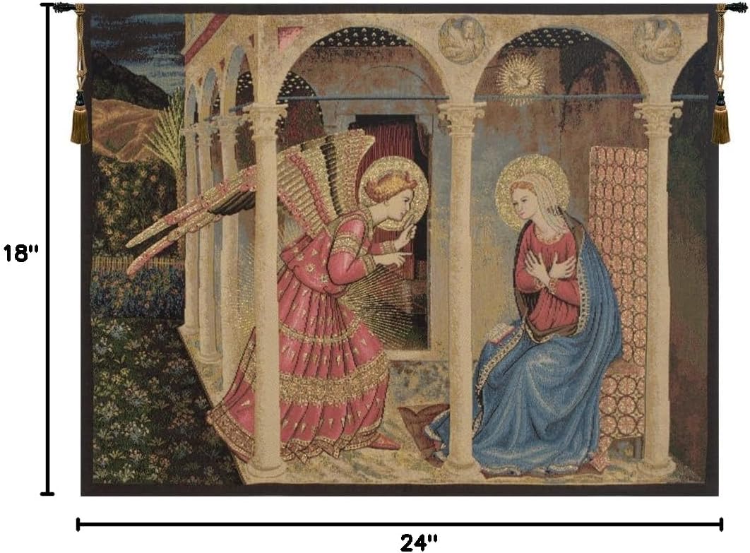 Charlotte Home Furnishings Inc. Annuniciation Italian Tapestry Wall Hanging 18 X 24 Inch Viscose Cotton And Polyester Blend Wall Art Perfect For Home Decor And Wall Decor By Beato Angelico