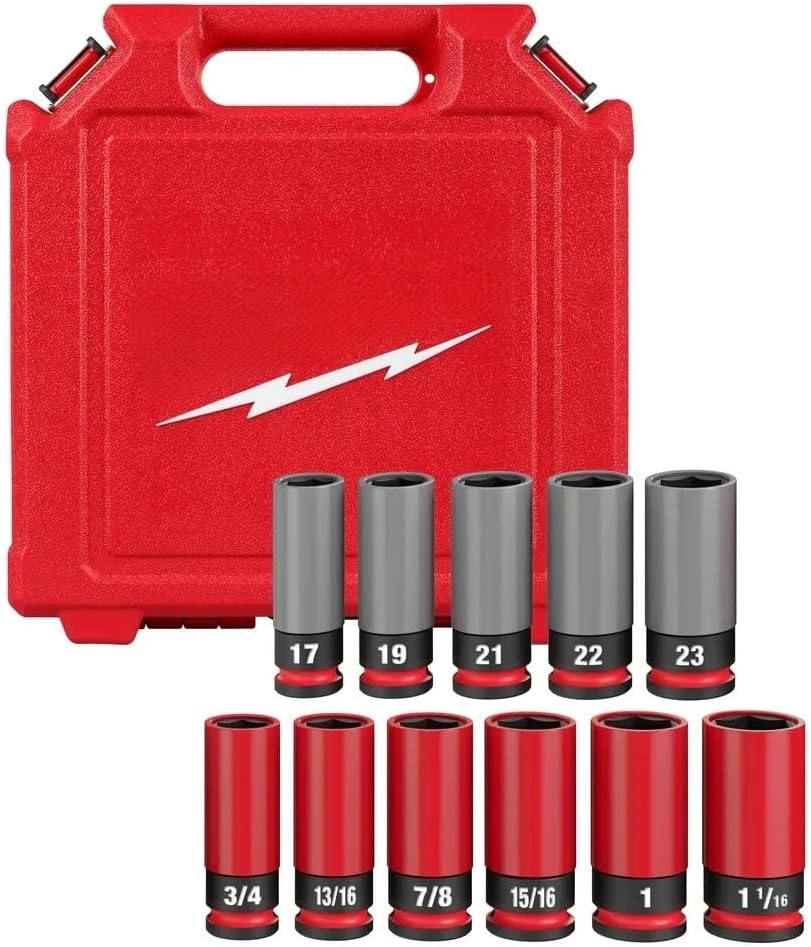 11 PC 49-66-7833 for Milwaukee 1/2' Lug Nut Wheel Socket Set - SAE/Metric