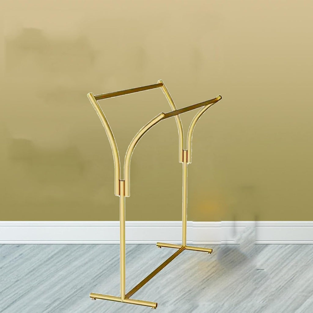 Rack For Hanging Clothes Retail Display - Clothes Racks - Floor Standing Metal Garment Rack - Double Pole Coat Rack, Freestanding Garment Rack, For Bedroom,Home,Office,Indoor(Floor standing type,L100C