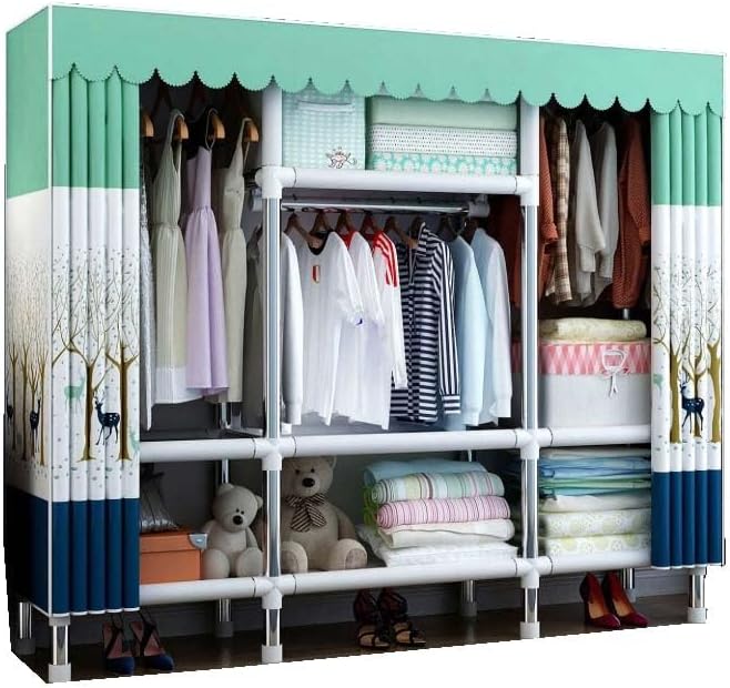 HUHJYUGE Closet Wardrobe, Freestanding Clothes Garment, Portable Wardrobe Closet for Hanging Clothes, Bedroom Armoire with Cover, Large Clothes Organizer, Clothes Hanging Rack for Cloakroom