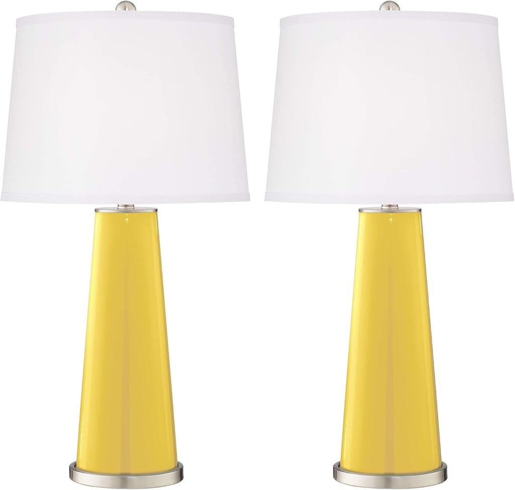 Color + Plus Leo 29 1/2' Lemon Zest Yellow Table Lamps Set of 2