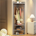Wood Corner Coat Rack with Storage Shelf Clothing Rack Garment Racks with Rack for Entryway Living Room Solid Construction(Gray)