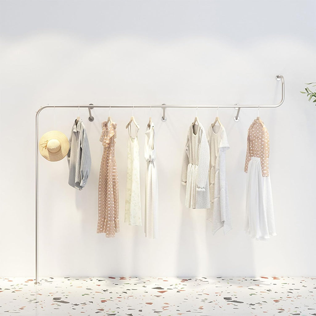 Industrial Pipe Wall Mounted Clothes Hanging Shelves, Retail Display Metal Clothing Rack Stainless Steel Detachable Garment Bar,laundry Room Garment Rack,multi-purpose Hanging Rod for Closet