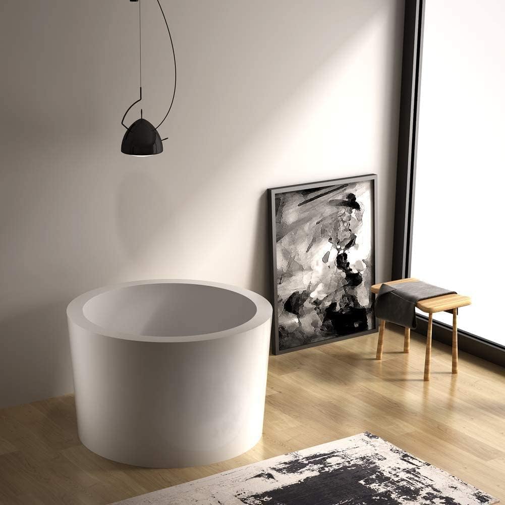 HEATGENE 41' Acrylic Freestanding Bathtub Contemporary Soaking Tub Easy to Install UPC Certified Black Drain & Overflow Assembly Included
