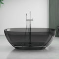 71' Edeyeu Freestanding Bathtub - Luxury Natural Resin Solid Surface Bathtub, Crystal Translucent Extra Deep Soaking Tub, High-End Stand Alone Free Standing Tub For Modern Bathroom Design Black