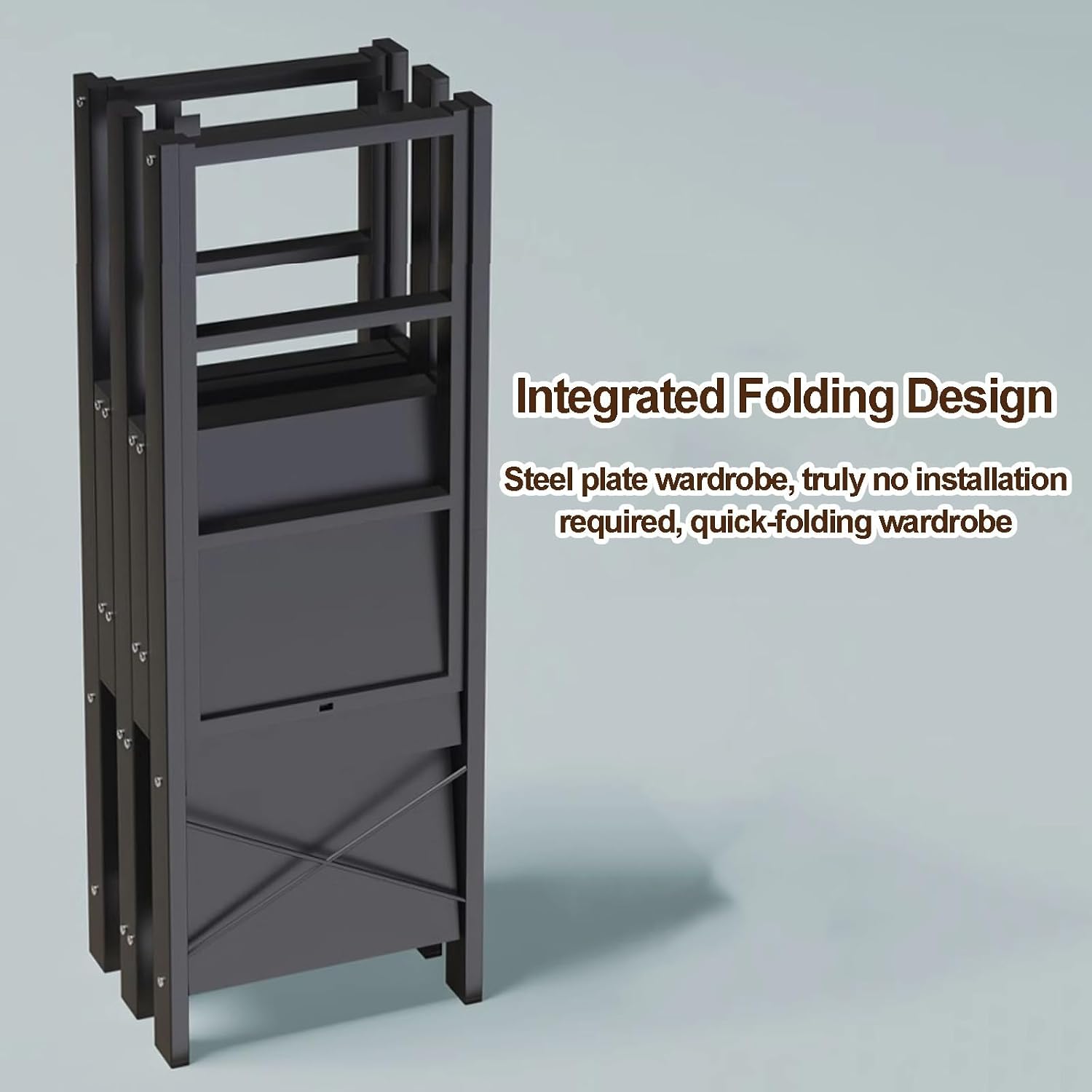 Portable Wardrobe Closet, Heavy Duty Clothing Rack With Cover, Metal Closet Rack With Hanging Rods, Garment Racks For Hanging Clothes, For Bedroom(Grey,113cm/44.5inch)
