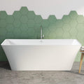 FerdY Sentosa 67' Acrylic Freestanding Bathtub, Contemporary Design Soaking Tub Easy to Install with Brushed Nickel Drain and Minimalist Linear Design Overflow, 02560