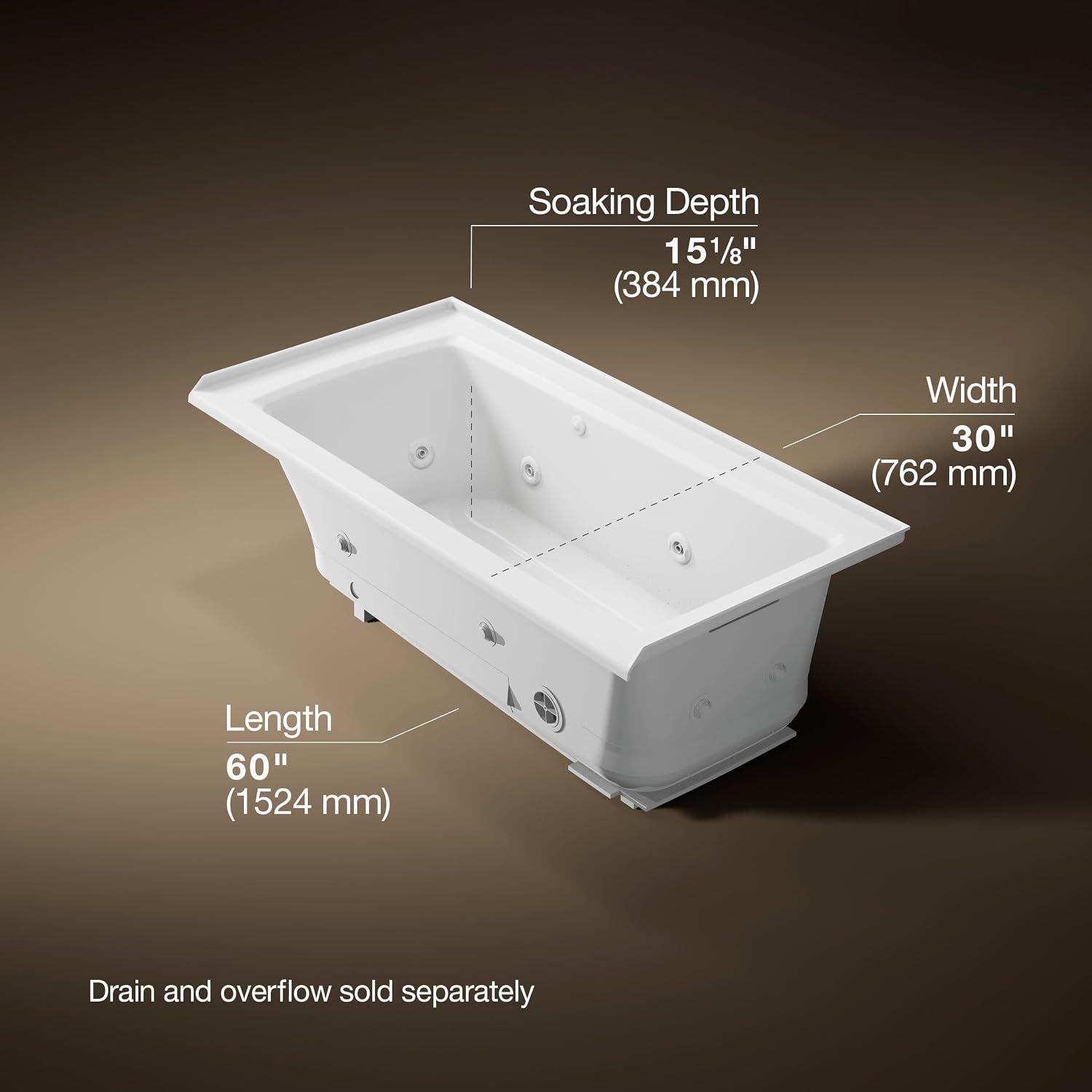 Kohler K-1947-XHGHR-0 Archer Bathtub, White