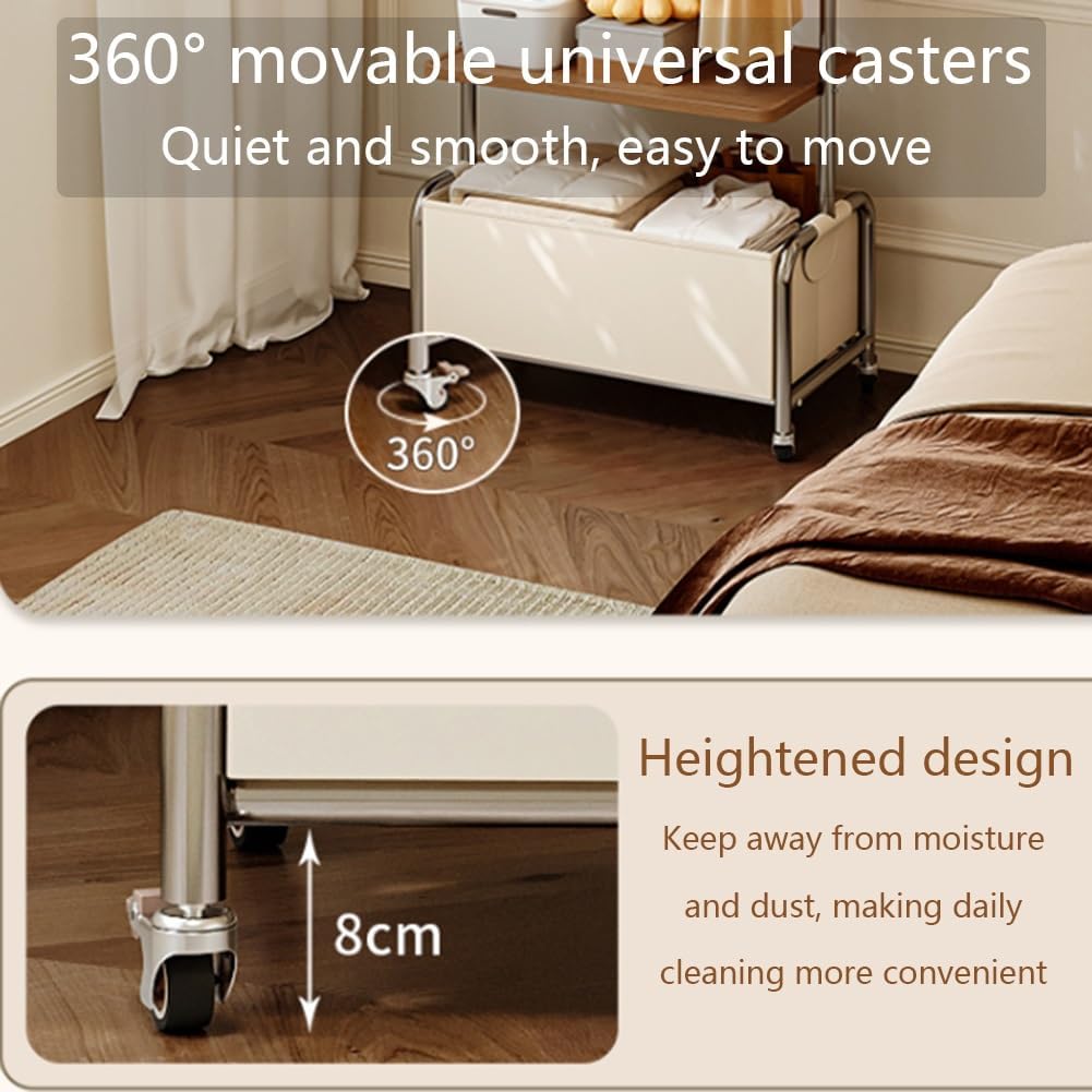 Floor-Standing Garment Rack, Coat Rack Freestanding with Storage Basket, Stable and Moveable, Rolling Clothes Rack for Bedroom, Balcony, Living Room(Silver,60x32x183cm)