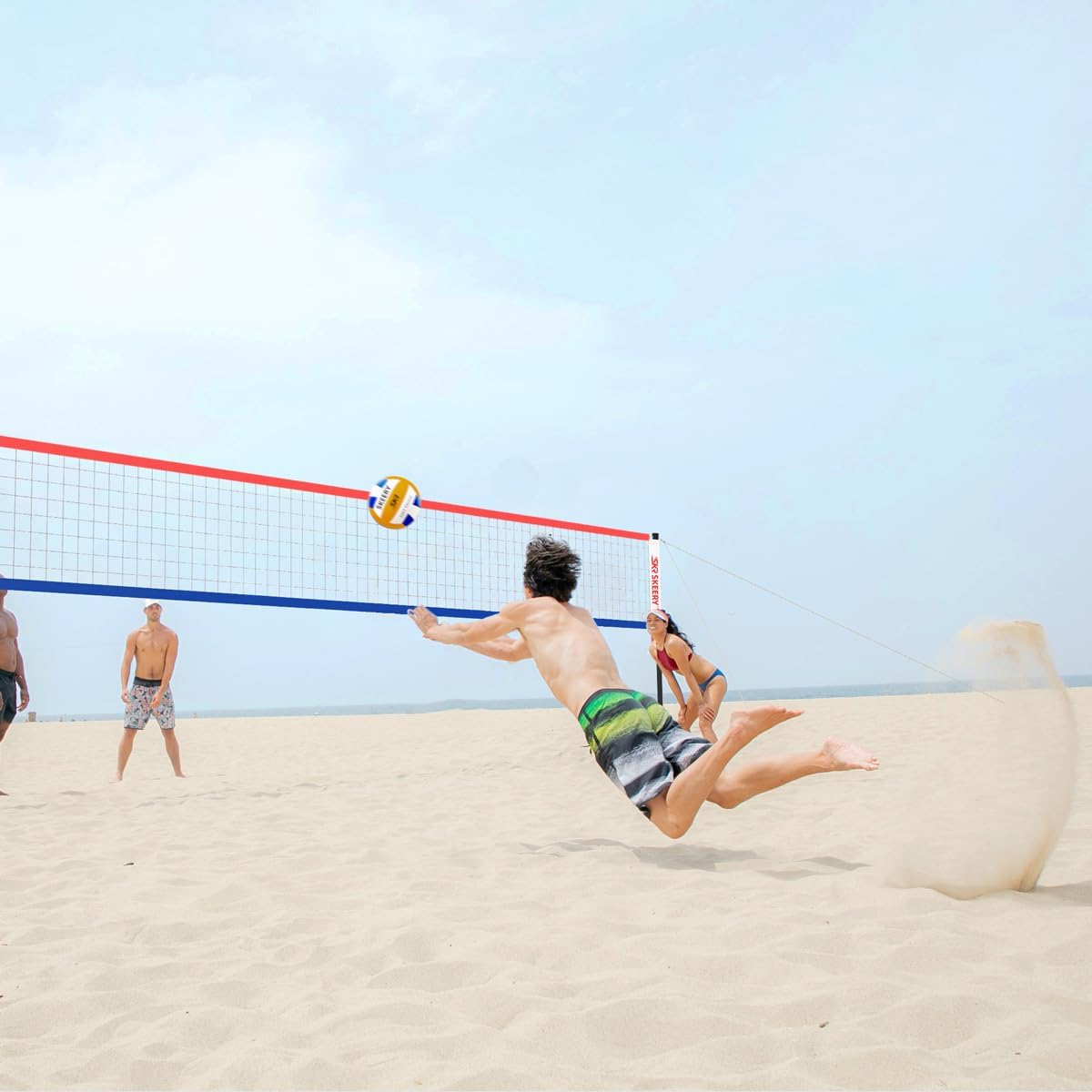 SKEERY Outdoor Heavy Duty Volleyball Net Set, Anti-Sag Design, Adjustable Aluminum Poles, Portable Volleyball Net for Backyard,Grass and Beach