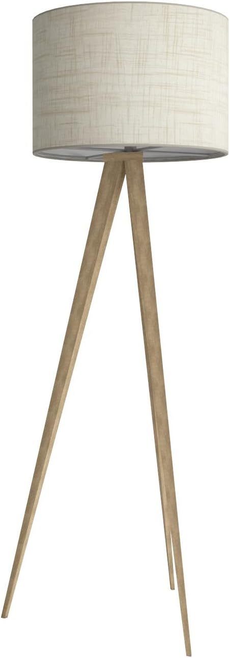 Adesso Floor Lamp with Natural Oak Veneer and Off-White Fabric Lampshade – 3-Way Adjustable Brightness, Lamp for Bedroom, Living Room, and House Décor, 60.25' x 21'